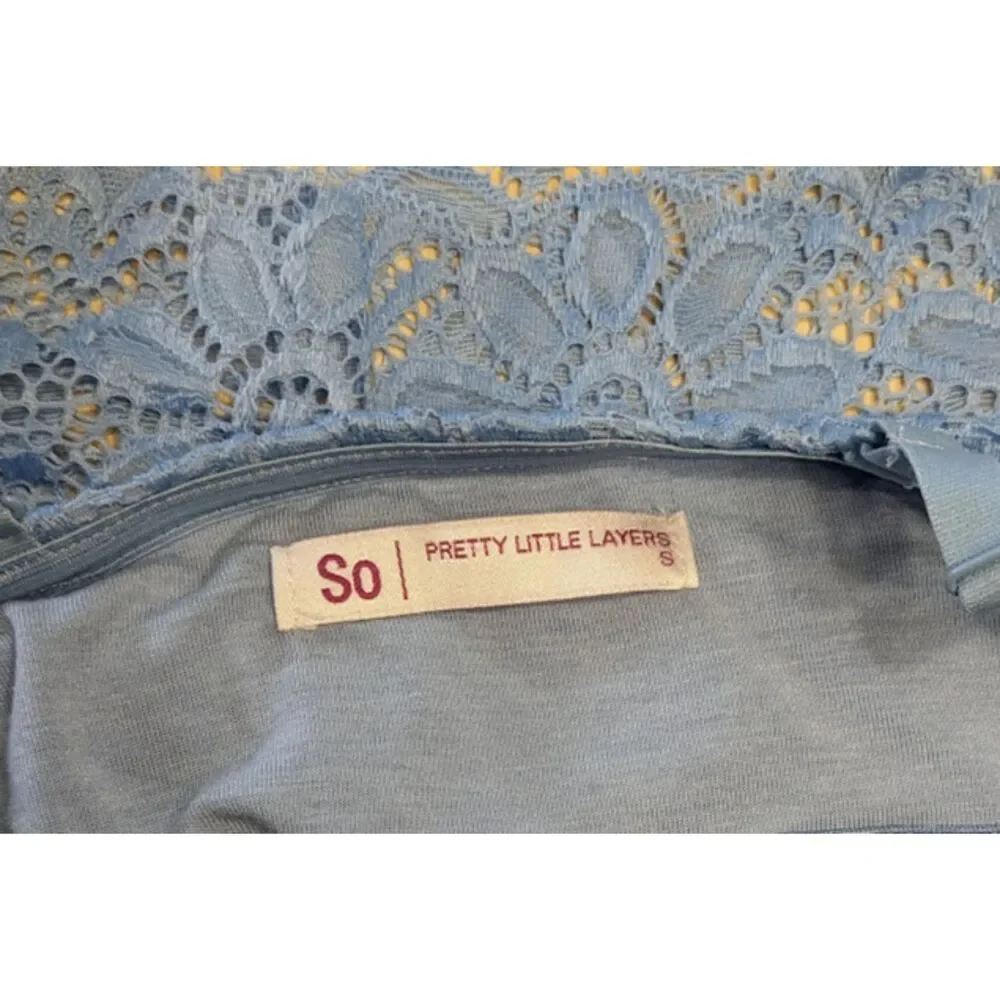 NWT SO Pretty Little Layers Periwinkle Blue Floral Lace Bralette - Size Small